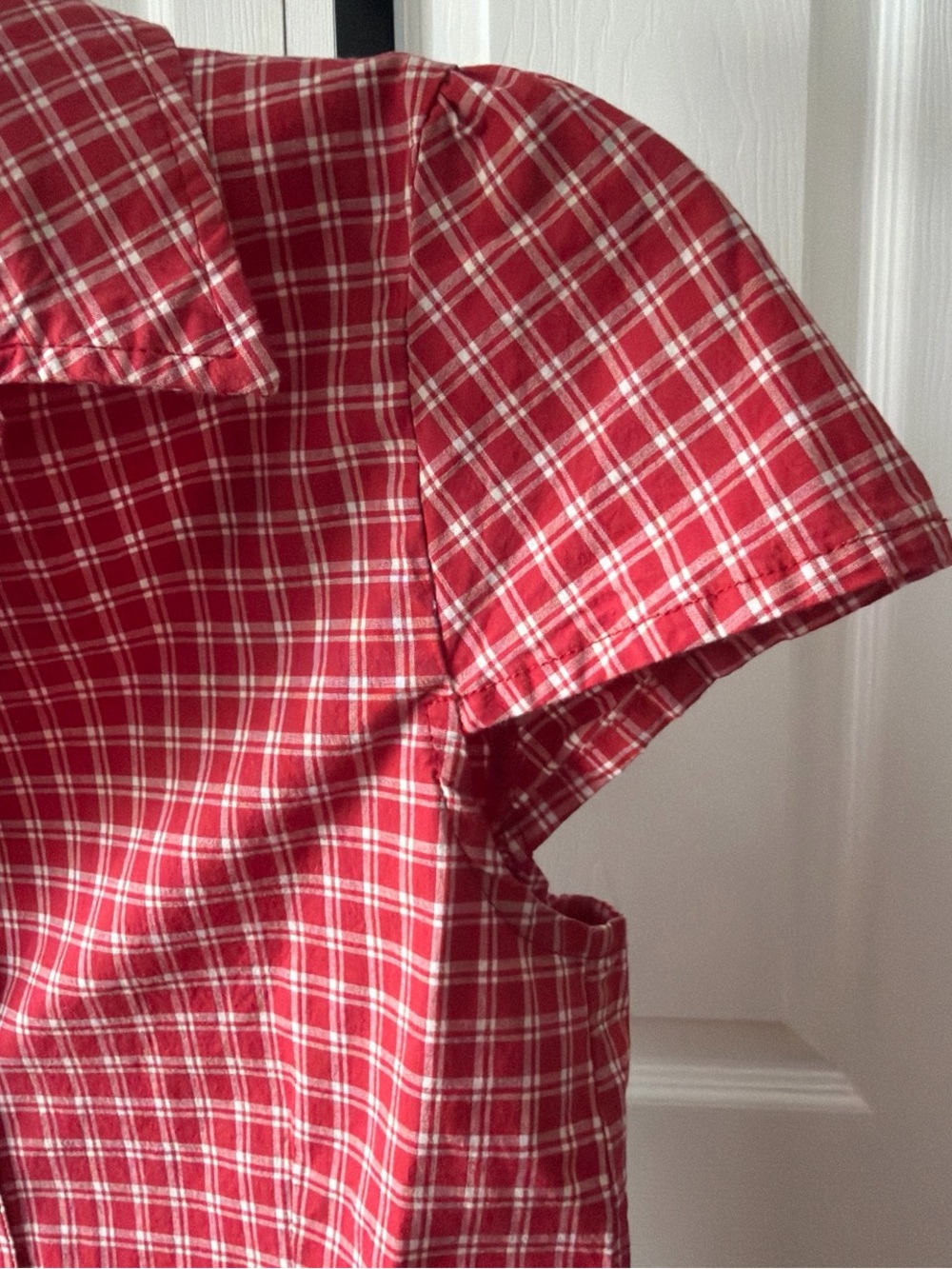 John Galt Red Plaid Button-Up Short Sleeve Shirt - Picture 6 of 9